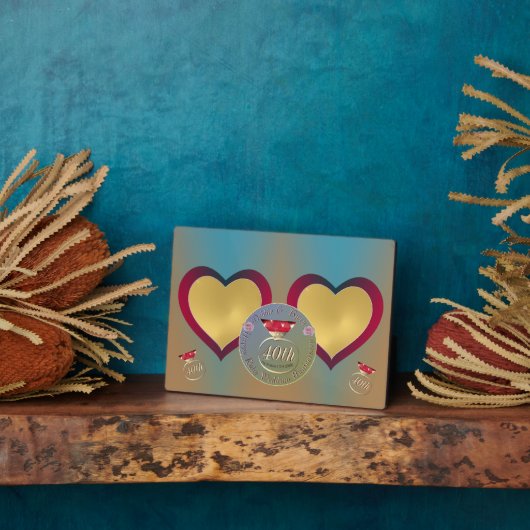 Rubyの創立40周年結婚2ハート写真 フォトプラーク (側面)