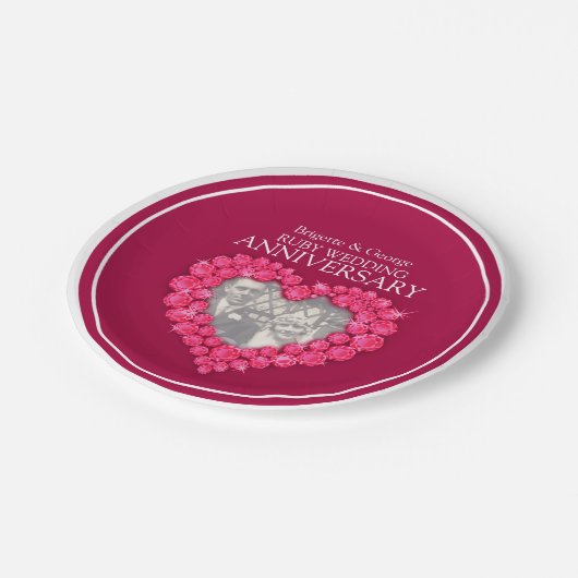 Rubyの結婚記念写真ハート紙プレート ペーパープレート (アングル)