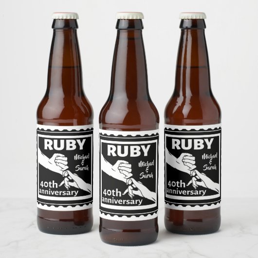 Rubyの結婚記念日が手に入る40th ビールラベル (ボトル)