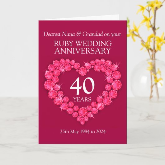 Rubyの結婚記念日の祖父母40thカード カード (黄色い花)