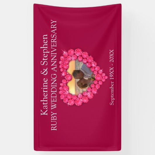 Rubyの結婚記念日の赤いバナー 横断幕 (縦)