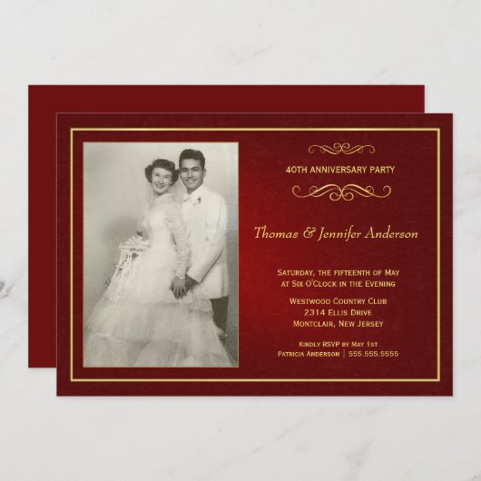 Rubyの結婚記念日招待状- 40th 招待状 (正面/裏面)