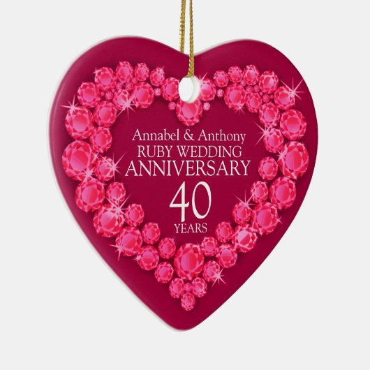 Rubyの結婚記念日赤いハートオーナメント セラミックオーナメント (右)