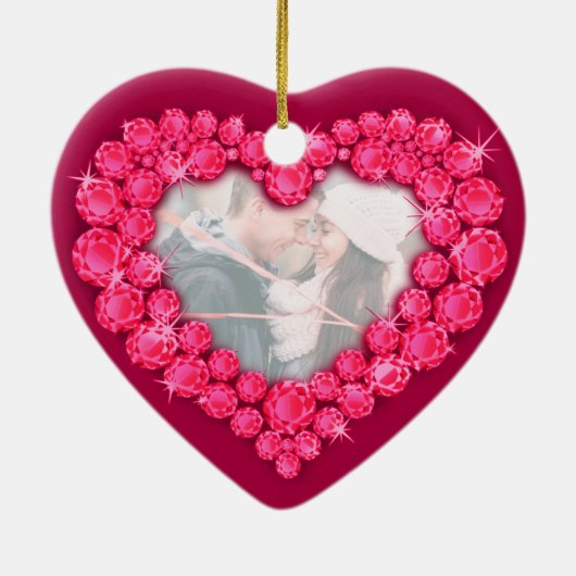 Rubyの結婚記念日赤いハートオーナメント セラミックオーナメント (裏面)