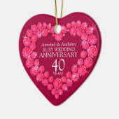 Rubyの結婚記念日赤いハートオーナメント セラミックオーナメント (左)