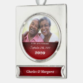 Rubyの結婚記念日40th Red Damaskの写真 シルバープレートバナーオーナメント (左)