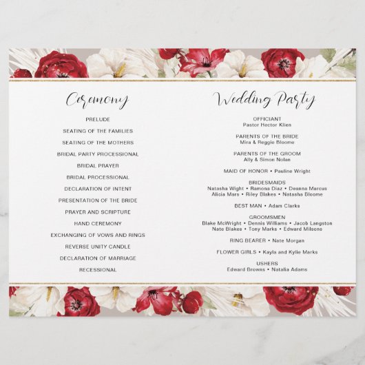 Rubyの赤と白フローラ結婚式 (裏面)