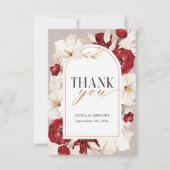 Rubyの赤と白結婚フローラと写真 サンキューカード (正面)