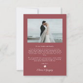 Rubyの赤と白結婚フローラと写真 サンキューカード (裏面)