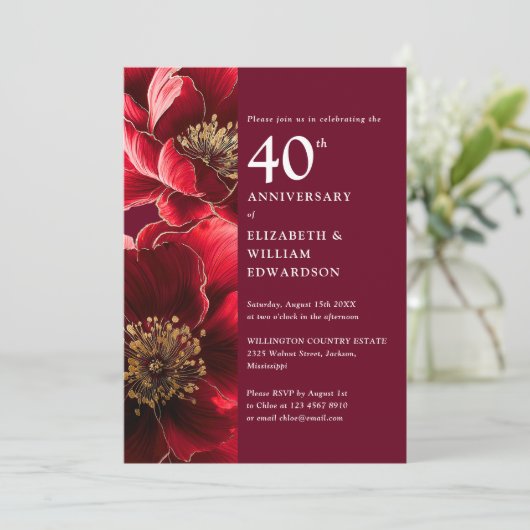 Rubyエレガント Redモダンフローラ40周年 招待状 (スタンド正面)