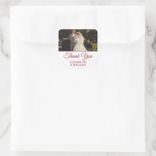 Rubyスクリプトの記念結婚日の写真をありがとう スクエアシール (バッグ)