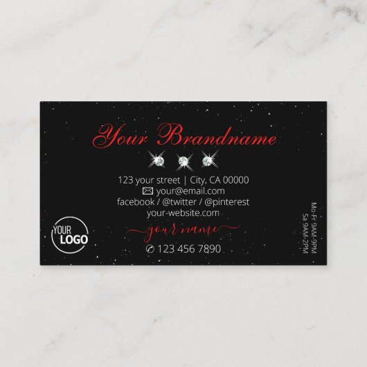 Rubyスタイリッシュ Red Black Diamondsアドロきらめくゴ 名刺 (裏面)