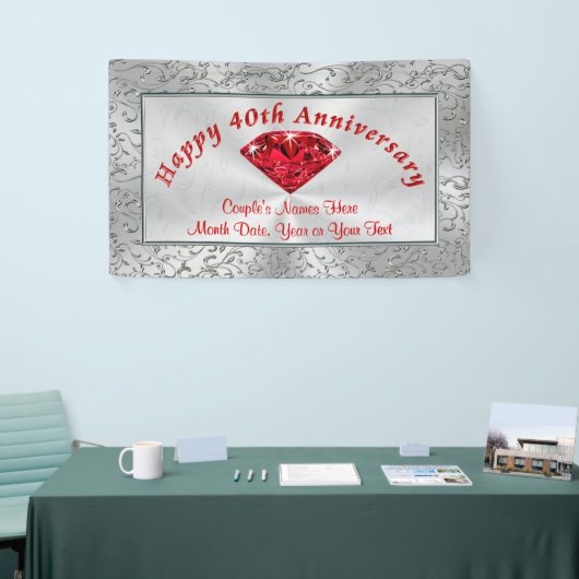 Rubyパーソナライズされた Happy 40th Anniversaryバナー 横断幕 (トレードショー)