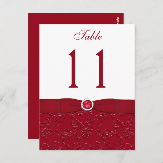 Rubyフローラ赤と白テーブル番号投稿カード ポストカード (正面/裏面)