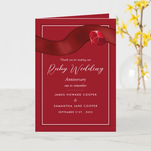 Rubyリボン40周年結婚お礼 カード (黄色い花)