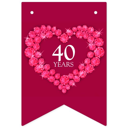 Ruby結婚の40周年記念カスタム写真 バンティングフラッグ (第1の旗)