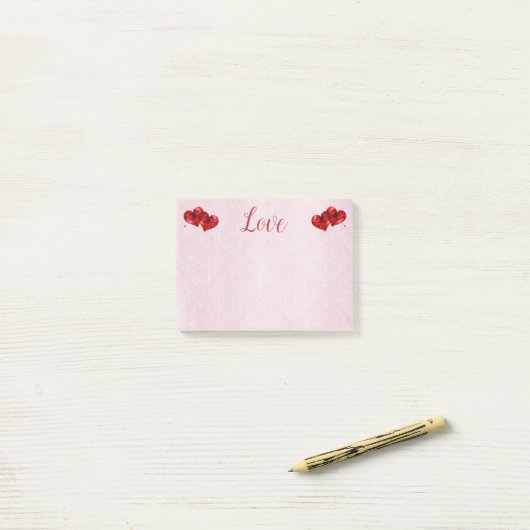 Ruby赤いハートとLove Post-It Notes ポストイット (デスク上)