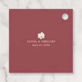 Ruby赤と白フローラ結婚式の引き出物ラベル フェイバータグ (裏面)