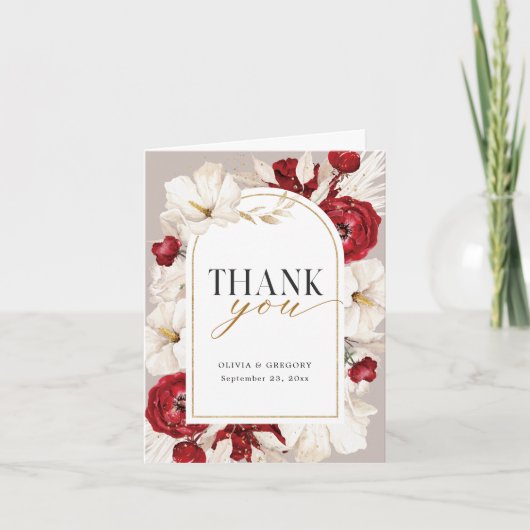 Ruby赤と白結婚フローラ サンキューカード (正面)