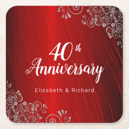 Ruby エレガント Red 40周年記念パーティー スクエアペーパーコースター