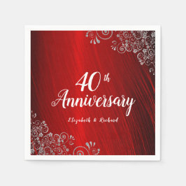 Ruby エレガント Red Swirl 40周年記念パーティー スタンダードカクテルナプキン