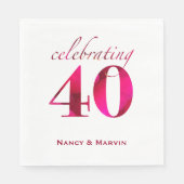 Ruby パーソナライズされた40周年結婚パーティー スタンダードランチョンナプキン (正面)