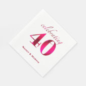 Ruby パーソナライズされた40周年結婚パーティー スタンダードランチョンナプキン (角)