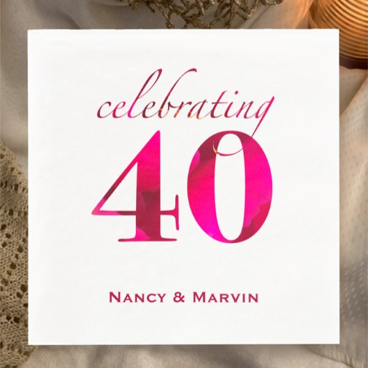 Ruby パーソナライズされた40周年結婚パーティー スタンダードランチョンナプキン