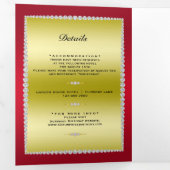 Ruby、金ゴールド写真、QRコード50thサプライズ誕生日 三つ折り招待状 (内部最初)