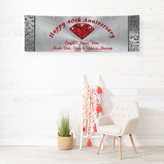 Ruby 40パーソナライズされた周年記念バナー 横断幕 (インサイチュ)