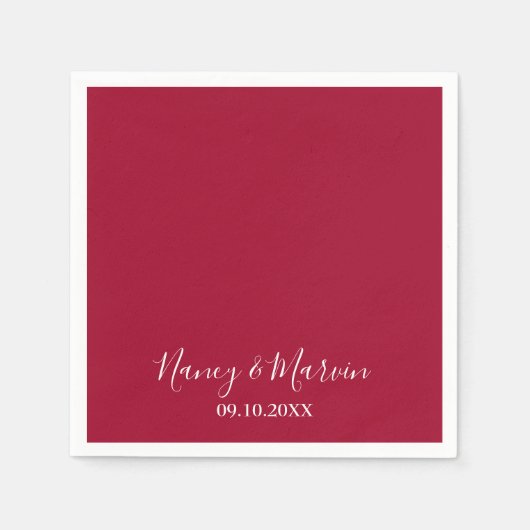 Ruby 40パーソナライズされた無地の周年記念パーティー スタンダードカクテルナプキン (正面)