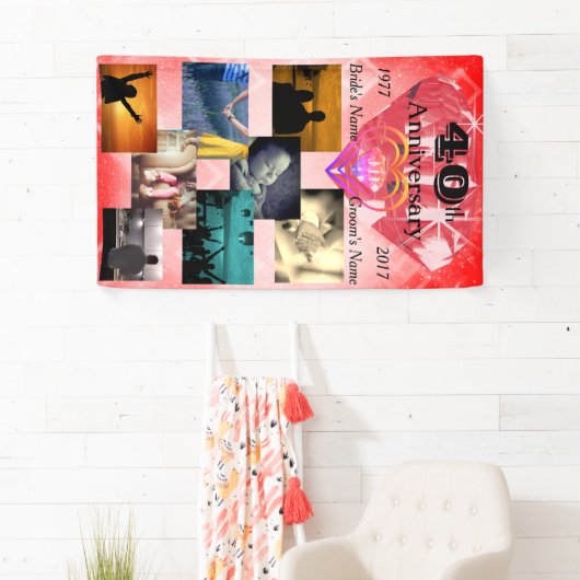 Ruby 40周年結婚写真パーソナライズされた 横断幕 (インサイチュ)