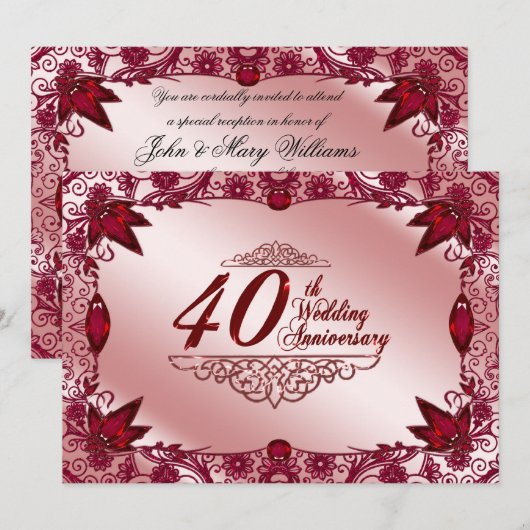 Ruby 40th 結婚周年記念5x7招待状 招待状 (正面/裏面)