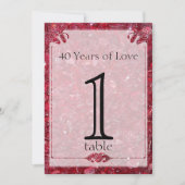 Ruby 40th Anniversaryテーブル番号 招待状 (正面)