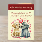 Ruby 40th wedding anniversary yellow dogs card カード