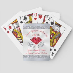 Ruby Anniversary Thank You'遊s Card Pigives トランプ