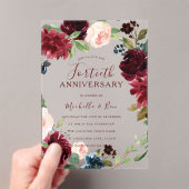 Ruby Burgundy Red Wreath 40th Wedding Anniversary アクリル招待状 (インサイチュ (ポータブル))