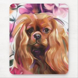 Ruby Cavalier Dog Artマウスパッド マウスパッド