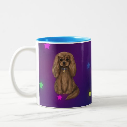 Ruby Cavalier King Charles Spaniel ツートーンマグカップ (左)