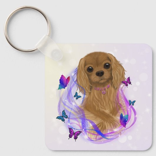 Ruby Cavalier King Charles Spaniel Keychain キーホルダー (正面)