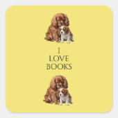 Ruby Cavalier Spaniel and her Blenheim puppy スクエアシール (正面)