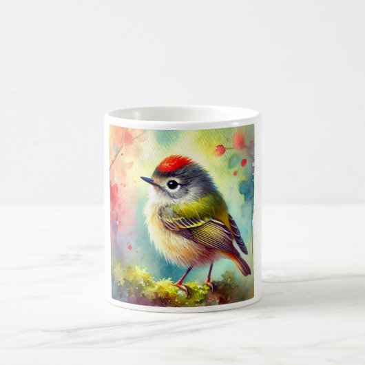 Ruby crowned Kinglet 050724AREF114 - Watercolor コーヒーマグカップ (中央)