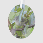 Ruby-crowned Kinglet Bird Ornament with Place Year オーナメント (正面)