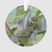 Ruby-crowned Kinglet Bird Ornament with Place Year オーナメント (正面)