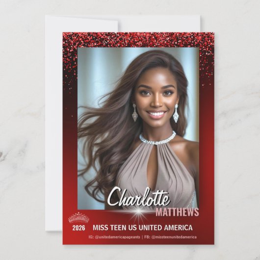 Ruby Glimmer Pageant Promo Card | QR Code 招待状 (正面)