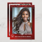 Ruby Glimmer Pageant Promo Card | QR Code 招待状 (正面/裏面)