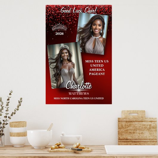 Ruby Glimmer Pageant Titleholder Door Banner ポスター (キッチン)