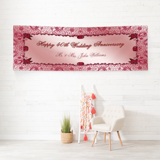 Ruby Happy 40th結婚周年記念バナー 横断幕 (インサイチュ)