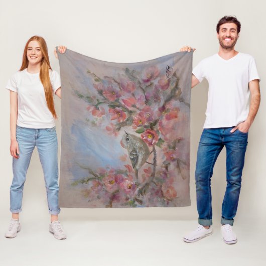 Ruby Kinglet Bird フリースブランケット (インサイチュ)