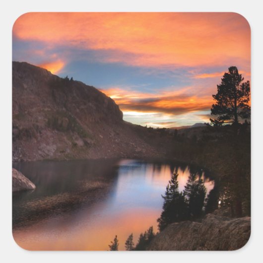 Ruby Lake Sunset - John Muir Trail - Sierra Nevada スクエアシール (正面)